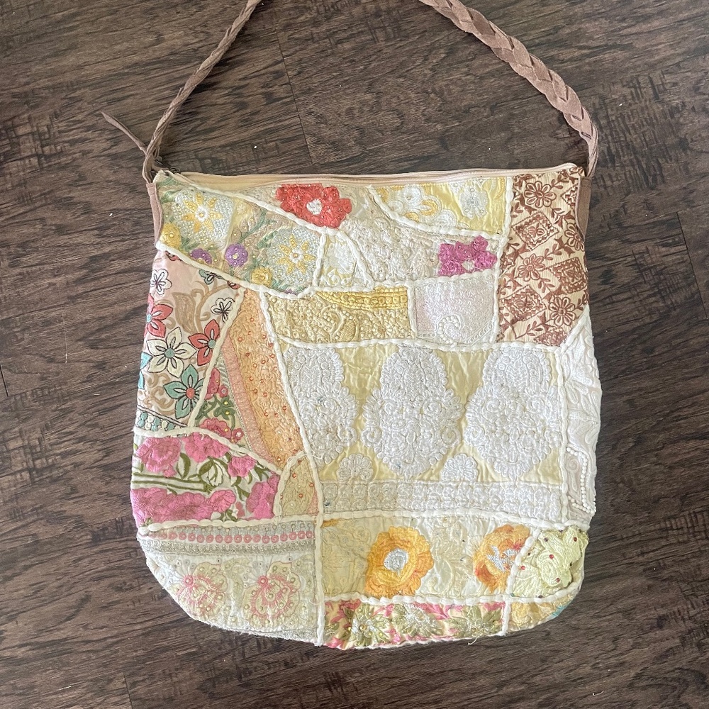 Muche Muchette for Sundance Beach Roses Unique Tapestry Patchwork Tote Bag